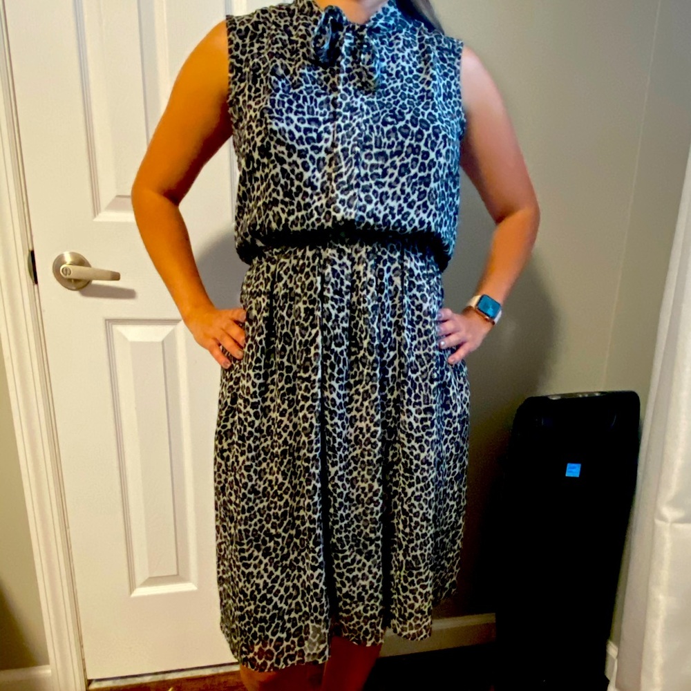 Black and Grey leopard print chiffon dress